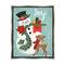 Stupell Industries Joy Smiling Snowman Holiday Deer Framed Floater Canvas Wall Art